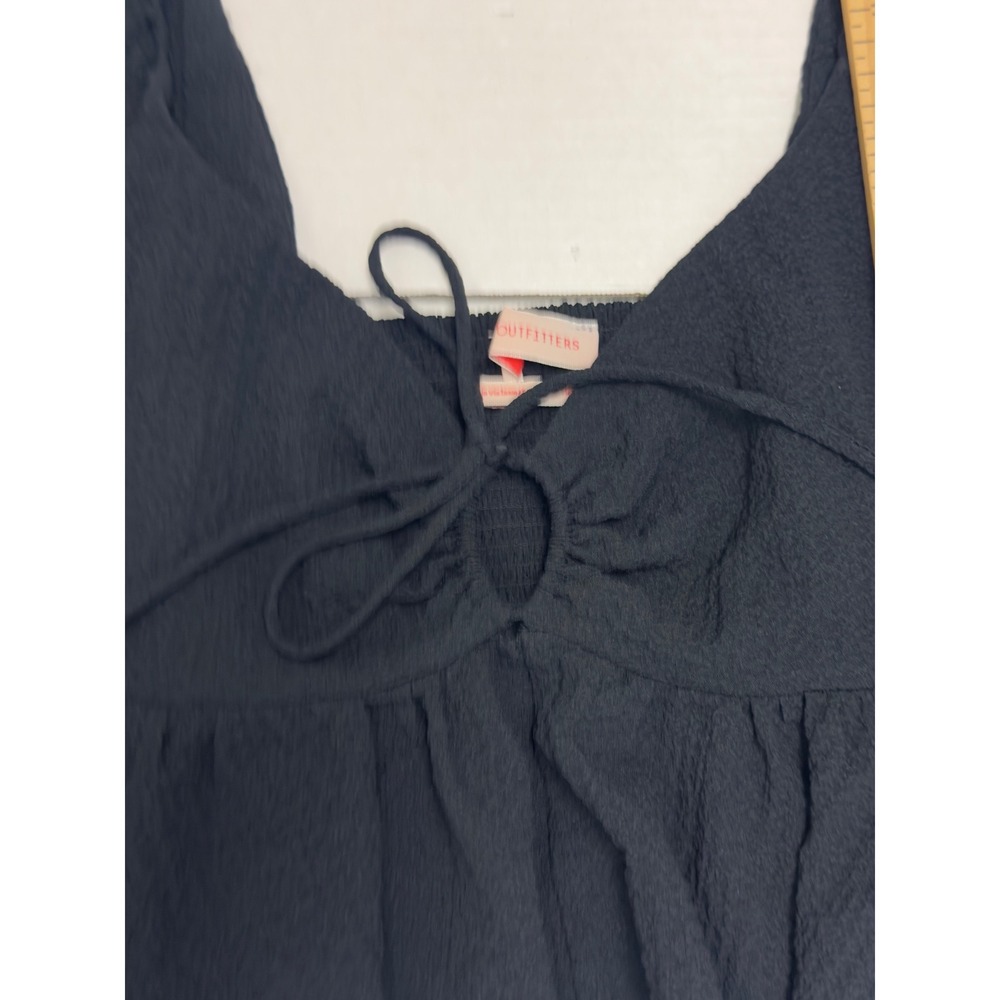 Urban Outfitters Peplum Top Womens S Black Flutter Sleeve Tie Front - Picture 10 of 10